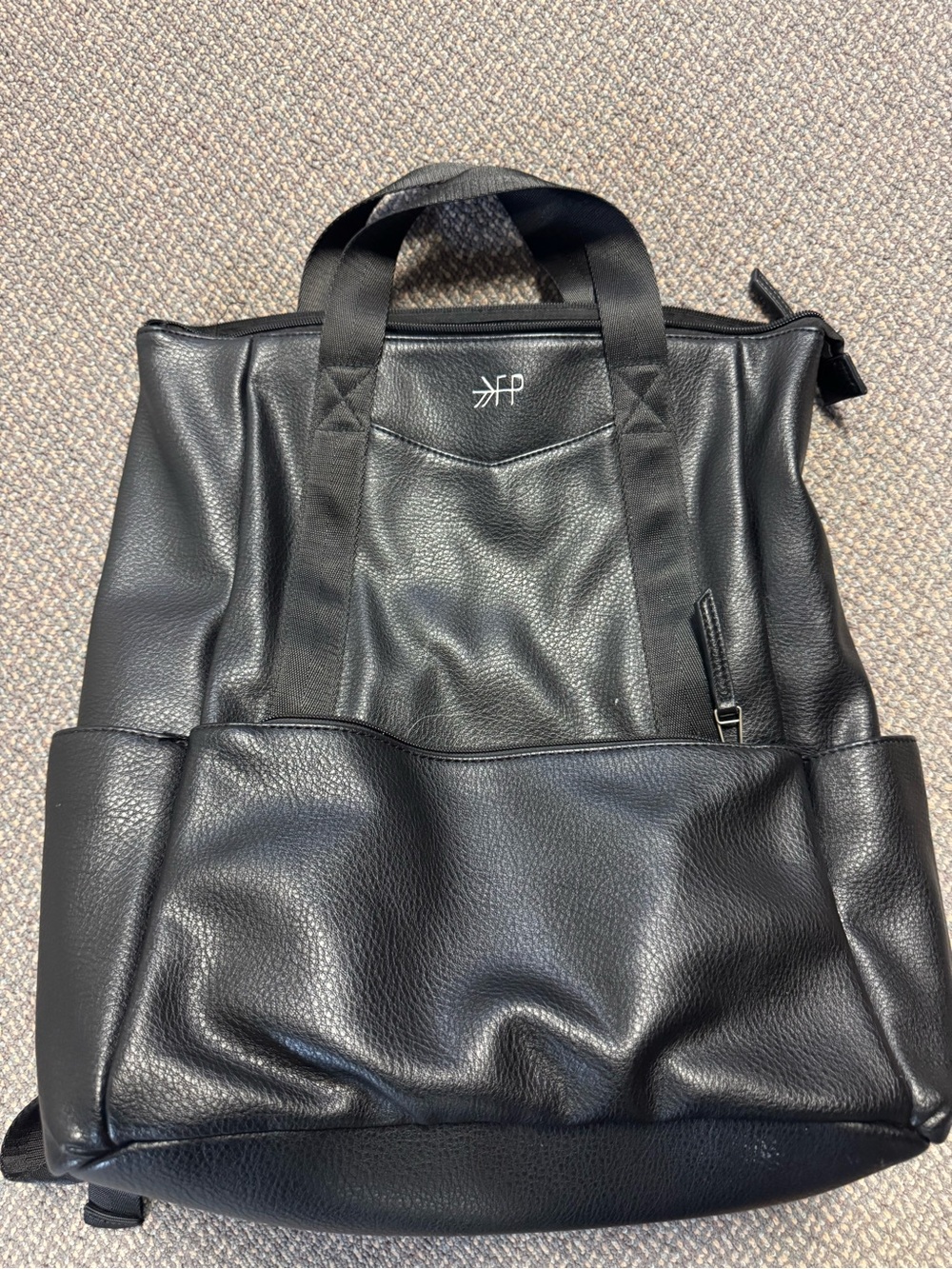 Freshly Picked Transport Diaper Bag Backpack - Black Faux Leather